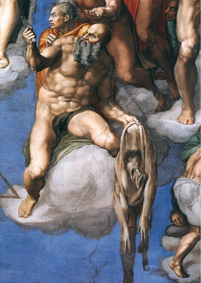 Detail of flayed Bartholomew in the "Last Judgment" Fresco by Michelangelo (Sistine Chapel, Rome)