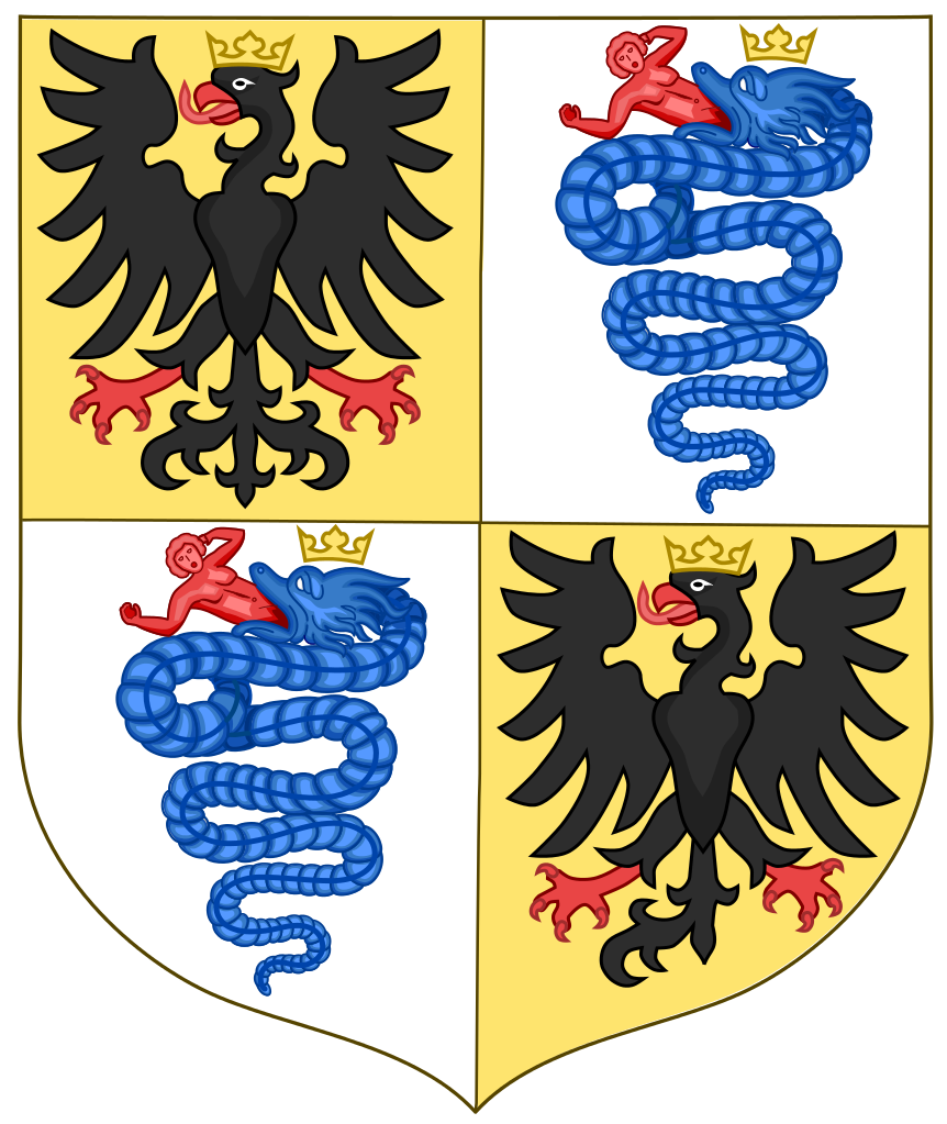 Sforza family coat of arms (by Sodacan, CC BY-SA 3.0 Wikimedia Commons)