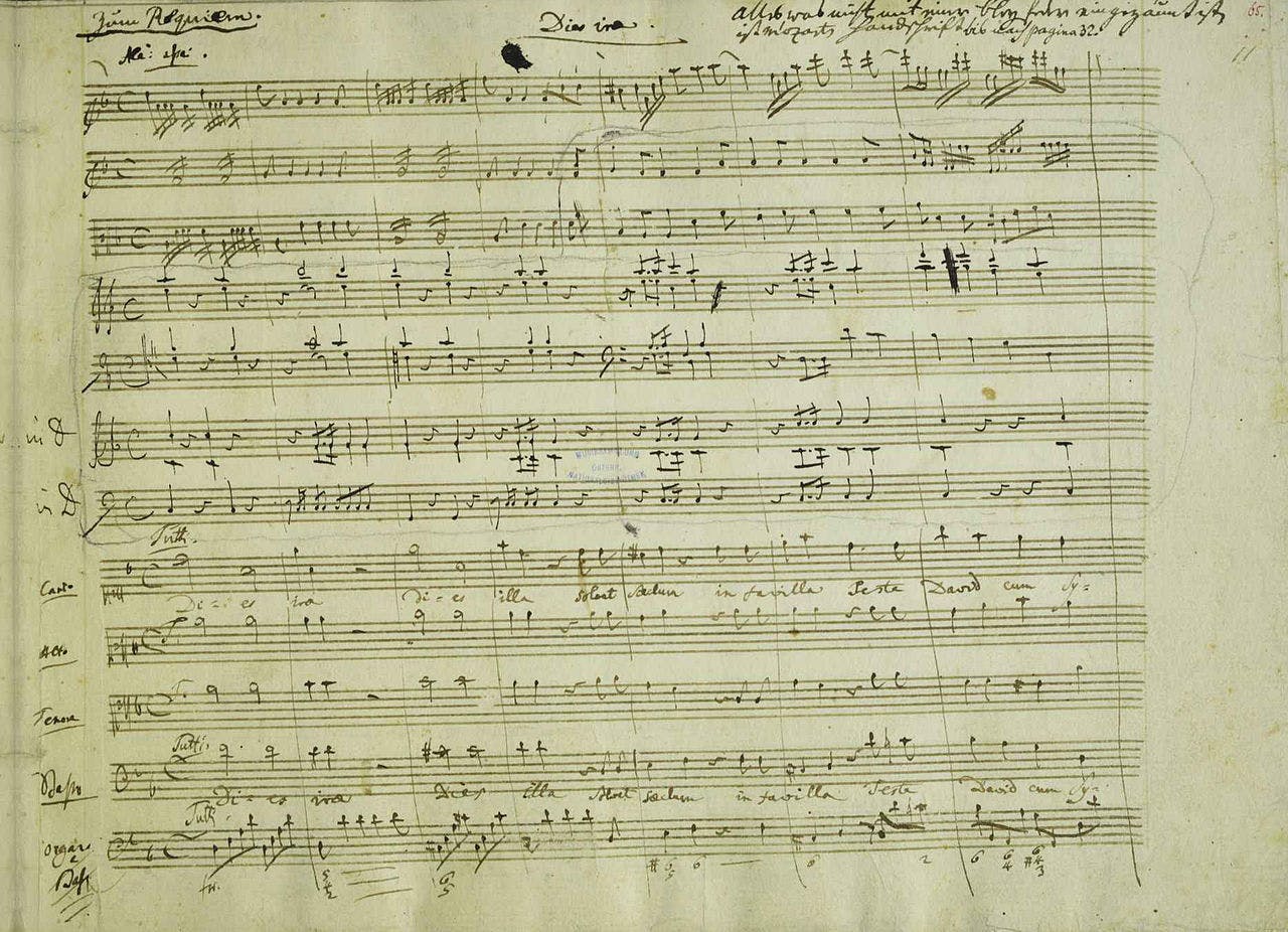 Requiem Dies Irae original music paper