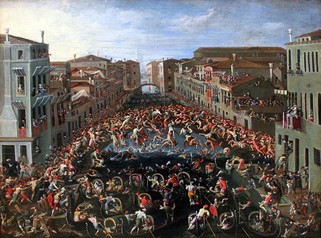 Annual fight competion between the inhabitants the eastern and western Sestiere