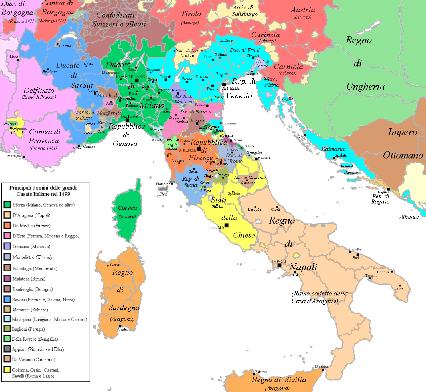 Italian kingdoms 1499 (by kayac CC BY-SA 3.0 Wikimedia Commons)